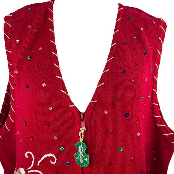 Vintage Heirloom Collectibles Red Musical Snowman Vest Size 1X - Picture 6 of 11